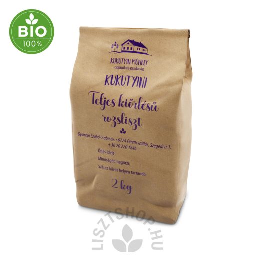 KUKUTYIN MŰHELY Kukutyini teljes kiőrlésű rozsliszt - 2 kg